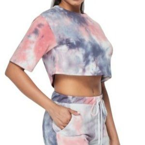 Hot and Delicious Tie Dye Short Sleeve Crop Top Size Medium NWT